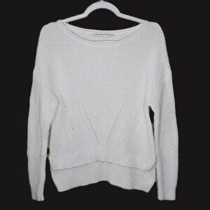 Trina Turk Pima Cotton Chunky Knit Open Weave Sweater M Fisherman Nautical